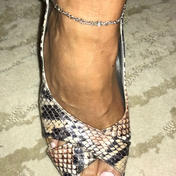 Platform Italian Made Snakeskin Peep-Toe Heels - Picture 5 of 8